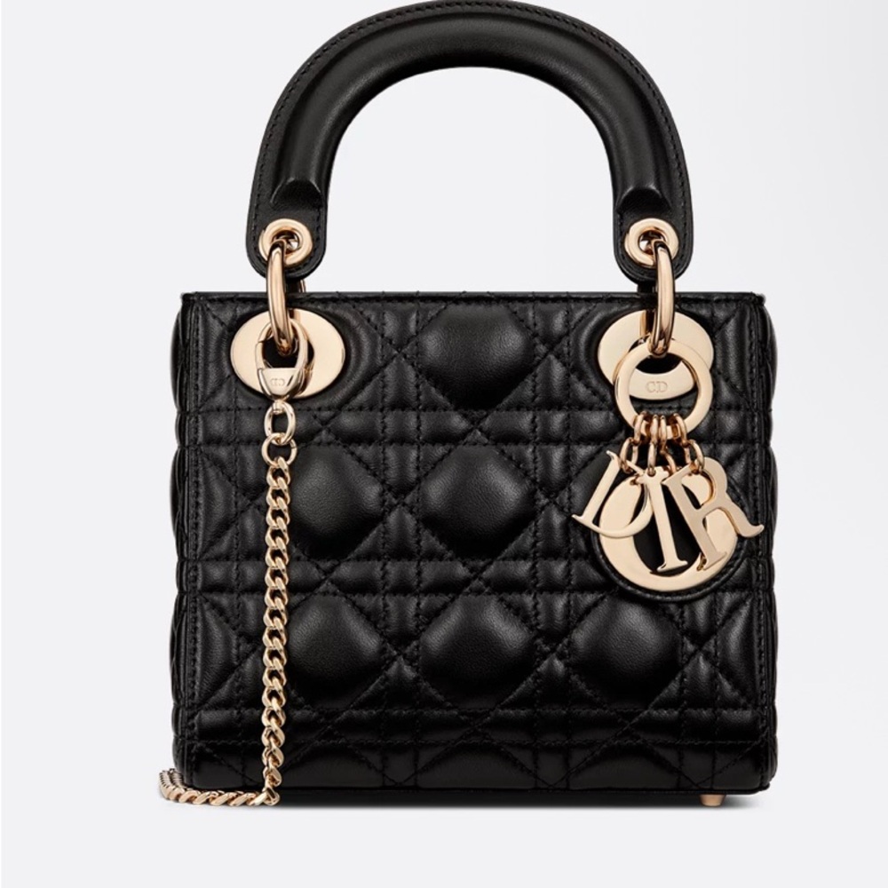 Dior Black and Gold Mini Bag with Quilted Design